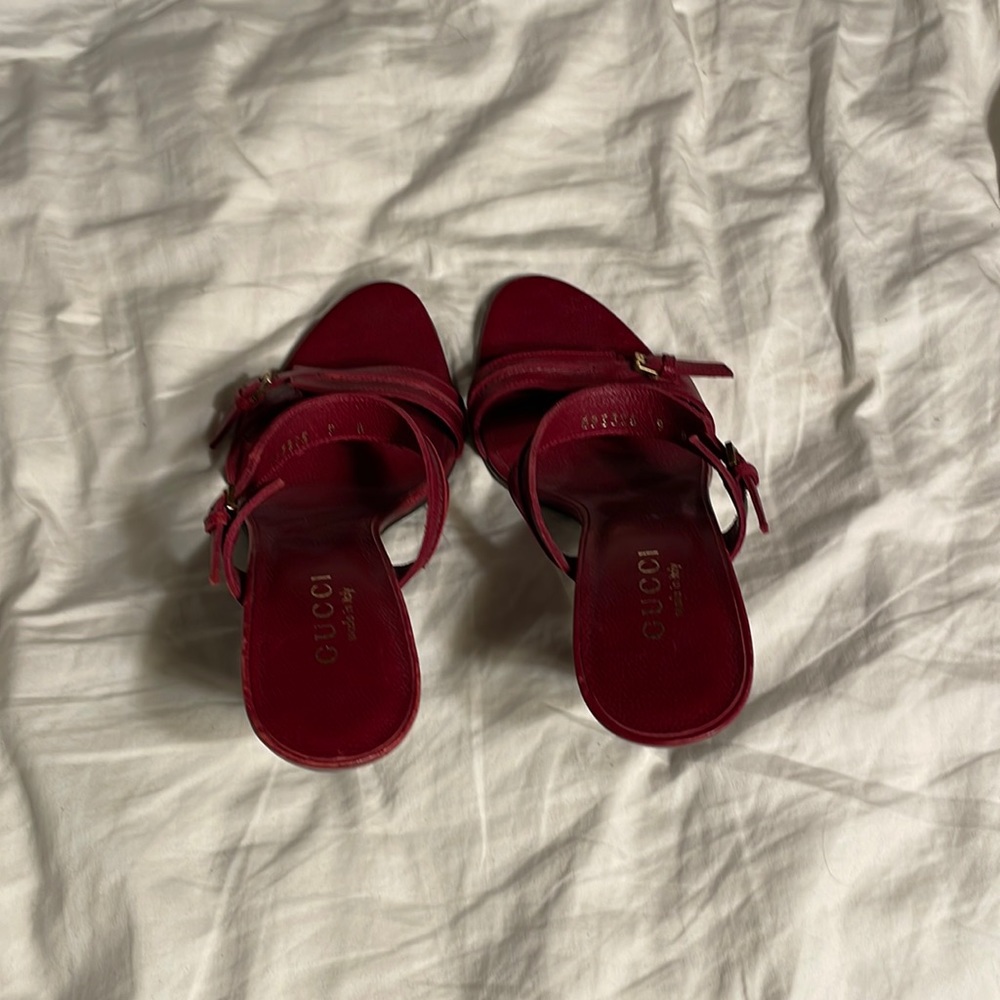 Red leather sandals